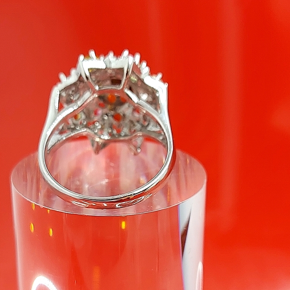 Natural Fire Opal & Tourmaline 925 Sterling Silver Ring Sz 7.5 - Picture 12 of 14